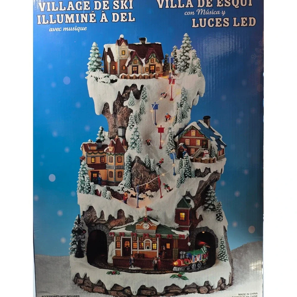 Animated LED Ski Village Music‎ 8 Holiday Songs Christmas Decor Large 12